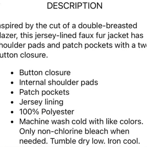 WeWoreWhat Black Blazer Faux Fur Coat NWT - Picture 2 of 2